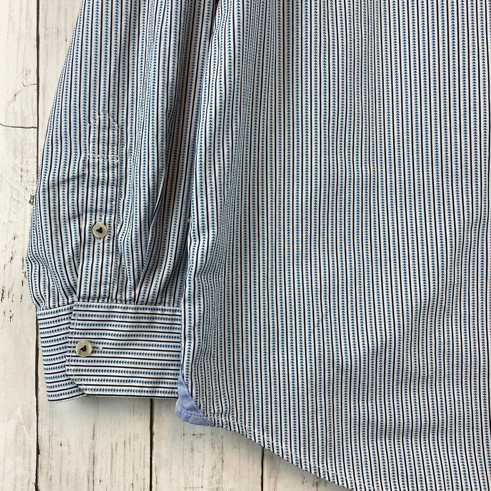 Tommy Bahama Blue Cotton Striped Long Sleeve Button-Down Shirt Plus Size XXL - Picture 10 of 13